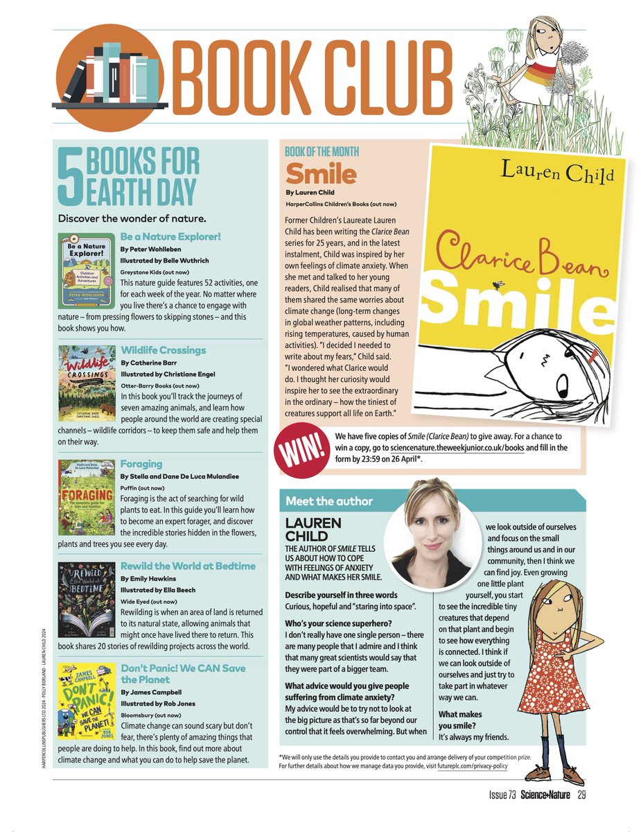 📖 Our #BookoftheMonth is #Smile, the latest in the #ClariceBean series by former Children's Laureate Lauren Child.

In this hilarious and heartwarming story, Clarice daydreams about how to make the planet a better place. 🌏