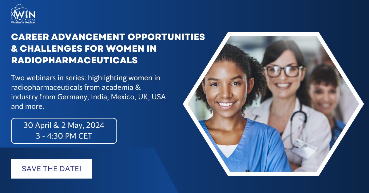 📢A webinar series on Career Advancement Opportunities & Challenges for Women in Radiopharmaceuticals panelled by female scientists in both academia & the industry from all over the🌎#WomenInSTEM #WiNGlobal 🗓️30 Apr👉tinyurl.com/yc34rpfu 🗓️2 May👉tinyurl.com/ywutryre