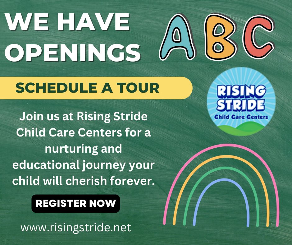 Make the choice that will benefit your children, and choose Rising Stride Child Care Centers. For more info visit us at risingstride.net #qualitychildcare #preschool 
#toddler #ChildCareCenter #earlylearning #delco #risingstride