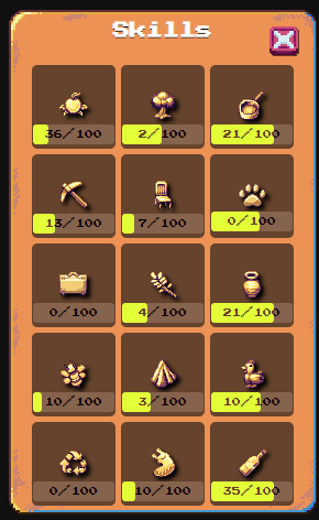 YeJBAU's tweet photo. All these skill levels were attained by fair means. @pixels_online's TOS was not violated by any means. https://t.co/5onvMYSXi2