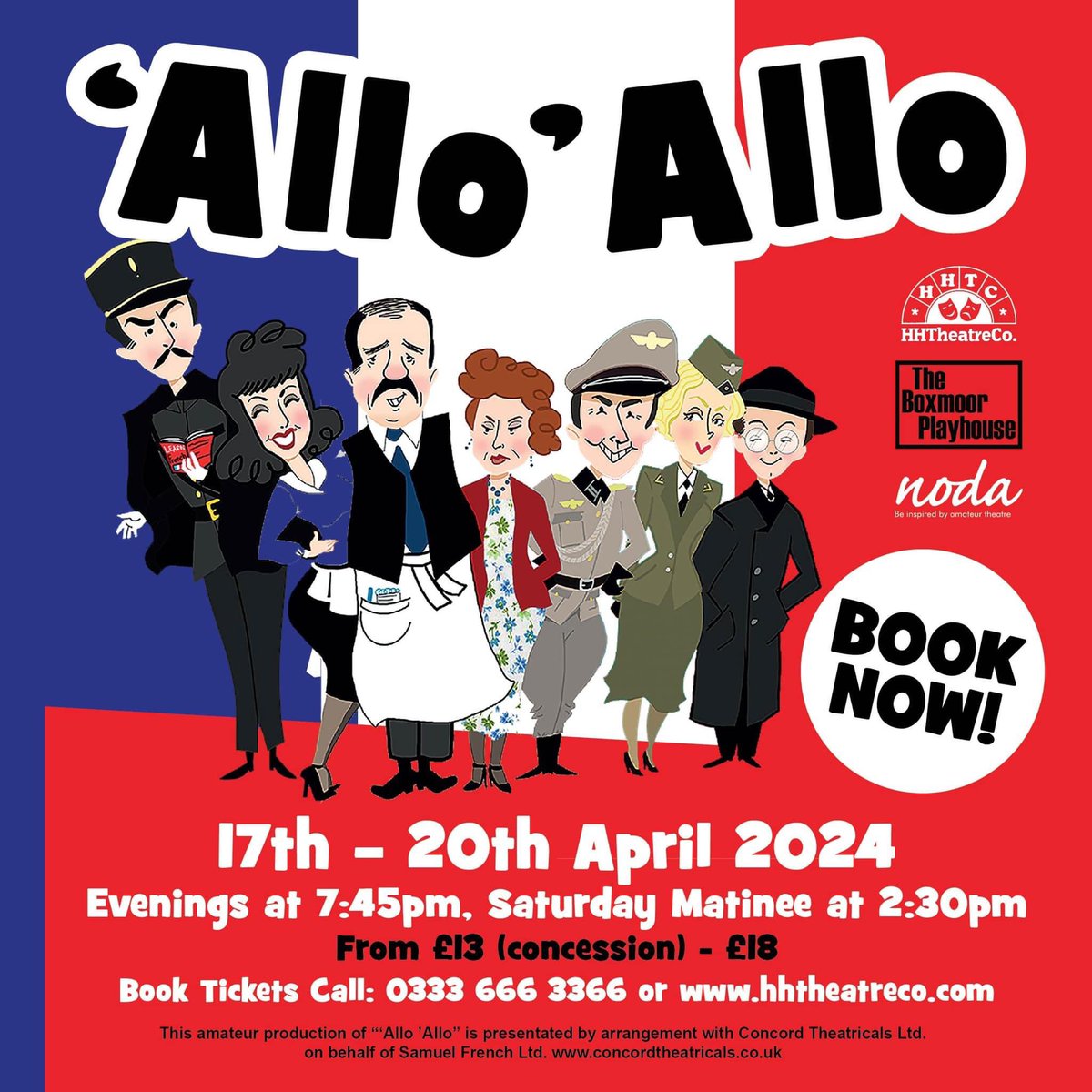 Afternoon all - Hemel Hempstead Theatre Company presents Allo Allo tonight until Saturday at The Boxmoor Playhouse. I can promise you a fun filled couple of hours and I'm even in it as well. Hope to see you there