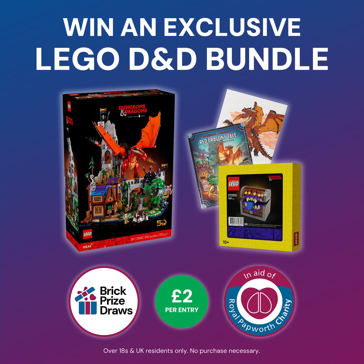 📣 JUST LAUNCHED: LEGO Dungeons and Dragons Exclusive Bundle! 🏆 Win awesome LEGO prizes including rare and retired sets whilst supporting @papworthcharity 🎟 Enter one of our LEGO prize draws today from just £1 by visiting our website: brickprizedraws.com #lego