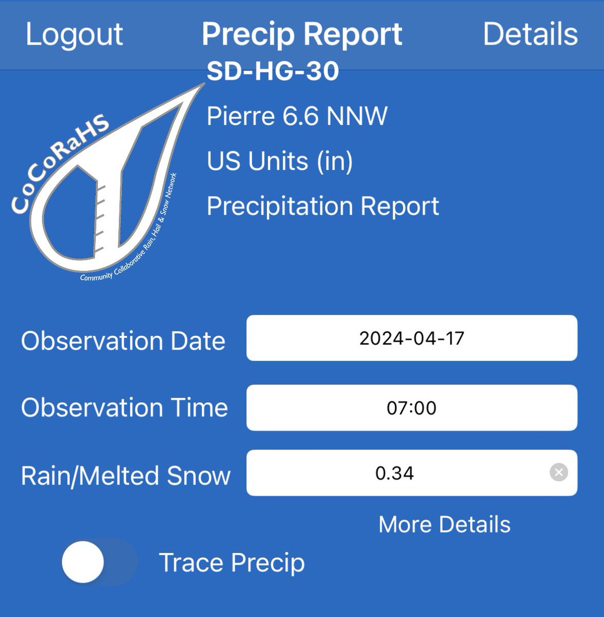 Rain report from Oahe Acres/Grey Goose 0.34” #SDwx @DrgPierreSD @kccrpierre @NWSAberdeen @richshangreaux @DtwanMeyer @DakotaNewsNowWx @SDSUclimate @kelostormcenter @shawncable @Aaron_Doodah @dustinc55