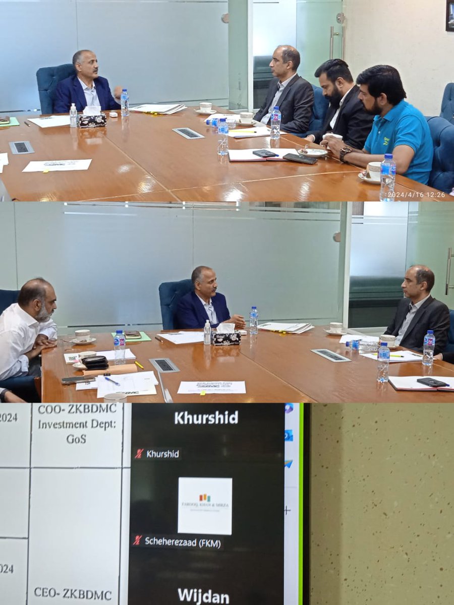 OfficialSEZMC's tweet photo. Progress Review Meeting with concessionaire Of Dhabeji SEZ held on 16th April 2024 meeting attendant by developer ZKBDMC, IA @affco_Pk and IE EA Engg, meeting was Chaired by CEO SEZMC . #DSEZ #dhabejiSEZ #SEZMC https://t.co/9hHBJ8O4a9