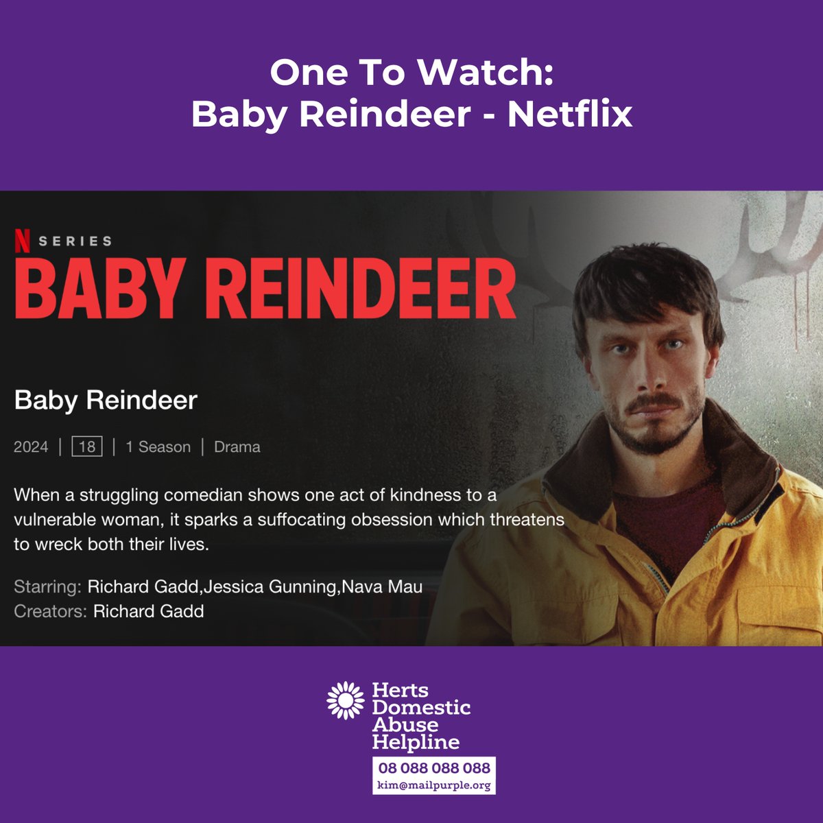 One To Watch... Baby Reindeer, a true story, follows Richard Gadd's warped relationship with his female stalker and the impact it has on him as he is ultimately forced to face a deep, dark buried trauma. Watch on netflix now at netflix.com/gb/title/81219… #babyreindeer #stalking