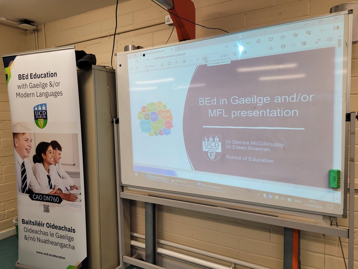 Go raibh maith agat to @colaisteeoin and @Coliosagain for having us @Deemcgillicuddy. We love talking about the BEd in Gaeilge and/or MFL, CAO code DN760. Check out ucd.ie/education/stud… for more info @SchoolofEdUCD @ucddublin