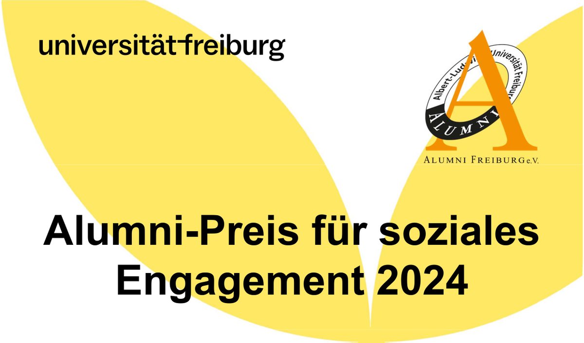 Jetzt Vorschläge einreichen: Förderverein Alumni Freiburg e.V. vergibt auch 2024 den Alumni-Preis für besonderes soziales Engagement. Im Jubiläumsjahr des 25-jährigen Bestehens des Vereins ist er mit 2.500 Euro dotiert. Bewerbungsfrist ist der 3.6.2024. ufr.link/alumni-preis