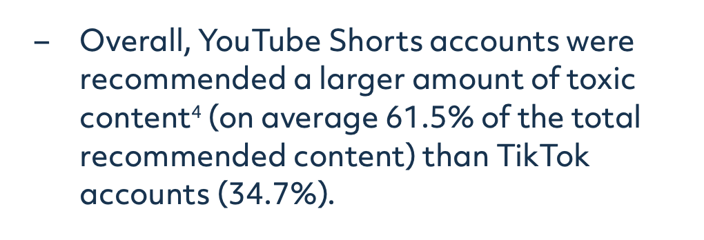 Just in case you thought toxic algorithms on TikTok were the only ones pushing poison in to children's feeds, new research by @debbieging @AntiBullyingCen shows big problems on YouTube, too. H/T @CullotyEileen antibullyingcentre.ie/wp-content/upl…