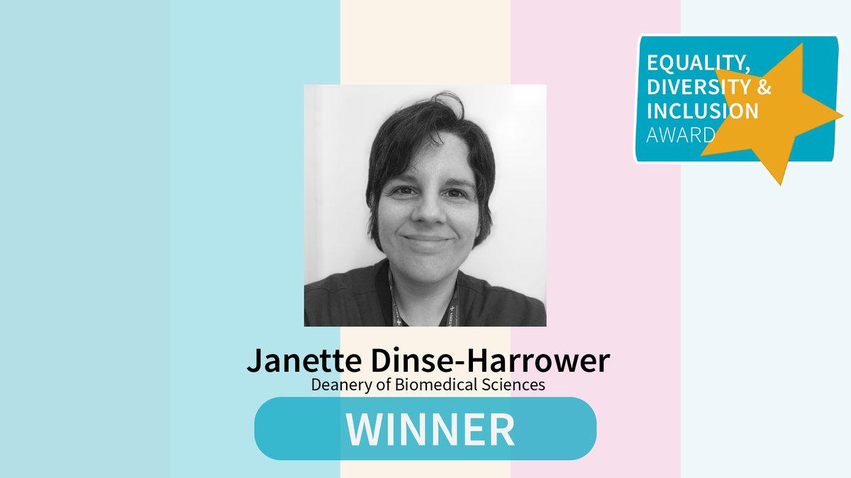 The third category is for the equality, diversity and inclusion award, and big congratulations to our winner: Janette Dinse-Harrower. Receiving this prize for her dedication to improving British Sign Language (BSL) resources in the workplace, incredibly well deserved!