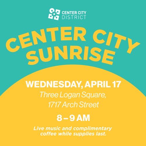 This morning, brighten your commute with Center City Sunrise! Enjoy free @BluestoneLane coffee and @Local77afm music at Three Logan Square (@BrandywineRlty) from 8-9 a.m. ☕ 🌞