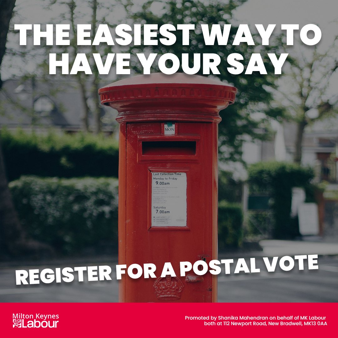 🚨 LAST CHANCE: You have until 5pm to register to vote by post in May’s elections! Sign up here 👉 gov.uk/apply-postal-v…