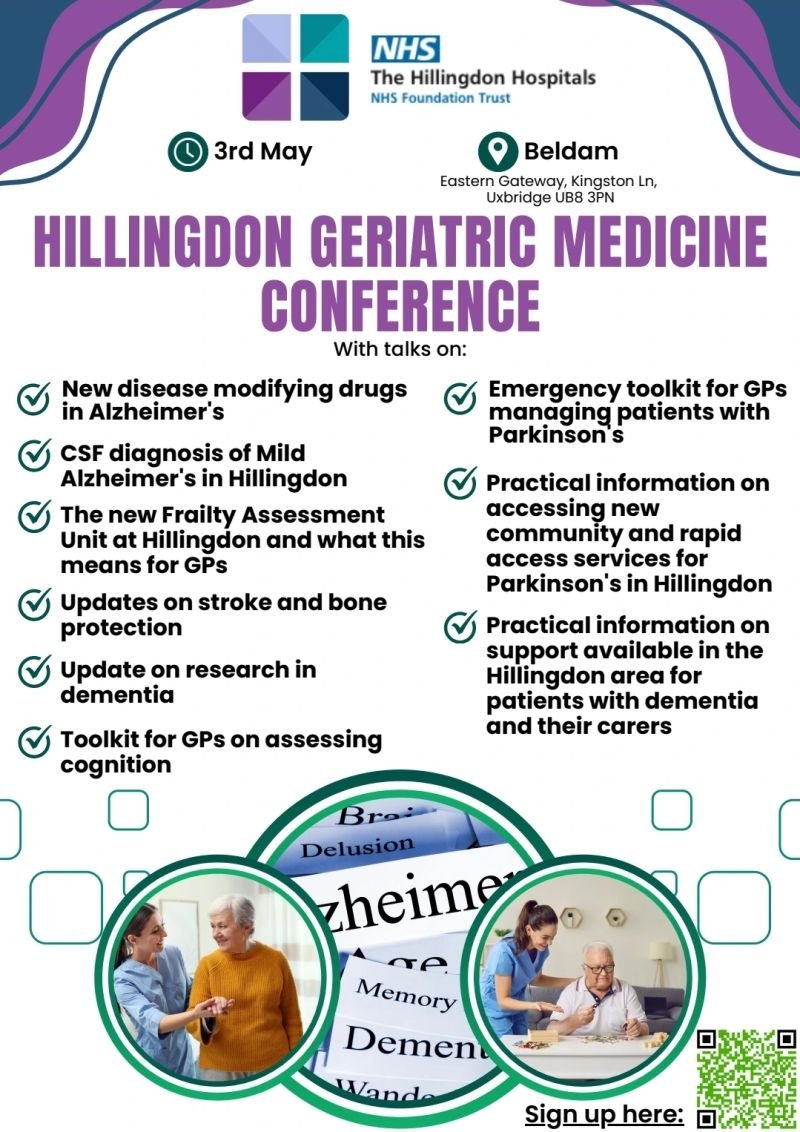 We are hosting a Geriatric medicine update on Friday 3rd May, aimed at Primary Care staff. This event will be held at Brunel University London and has been developed by Dr Duncan Alston, a Geriatrician at Hillingdon Hospital.

Sign up here: lnkd.in/epRNP7u5