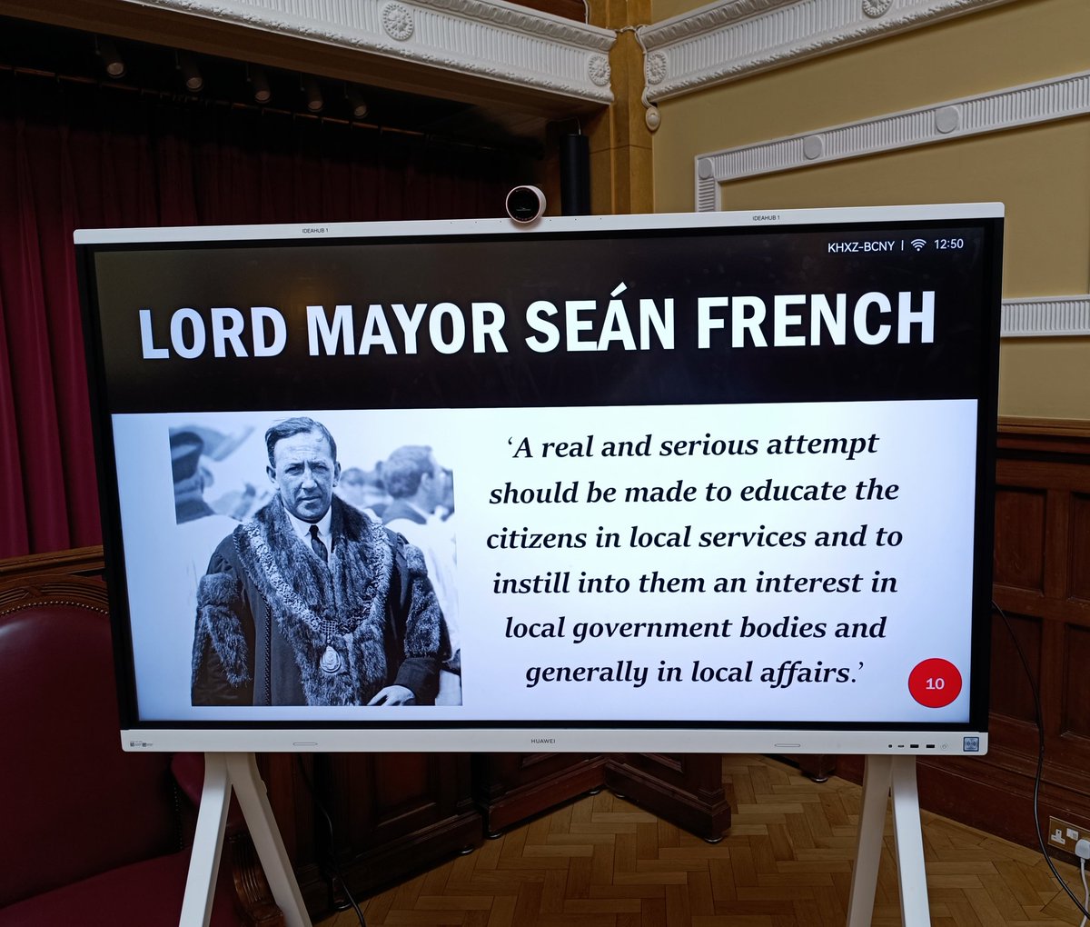 All set in the historic Council Chamber of Cork City Hall. It can be argued that the words of Lord Mayor Seán French from a century ago still ring true. #LunchLearn #LocalGov @UCC @CACSSS1 @CLRGUCC @AILGIRE @DeptHousingIRL @kodonnellLK @corkcitycouncil @LocalGovIre