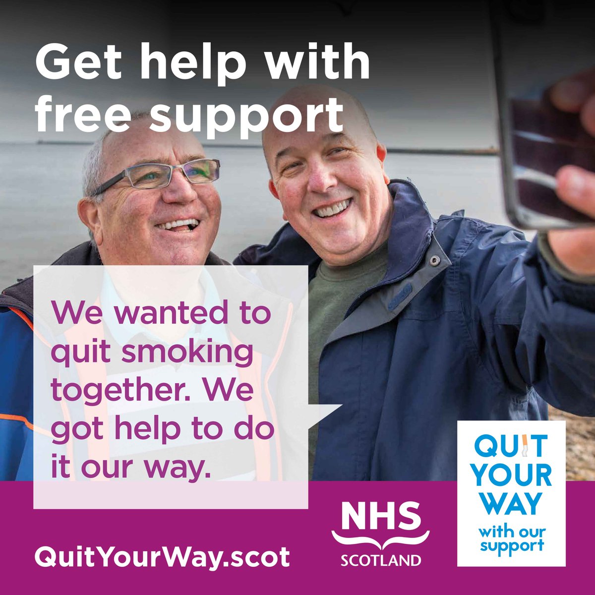 Do you want to stop smoking but don’t know how? Get help with free support. Whether you’re ready to stop, or just beginning to think about it, the Quit Your Way Scotland advice and support service is here to help. Get started at QuitYourWay.scot #QuitYourWay