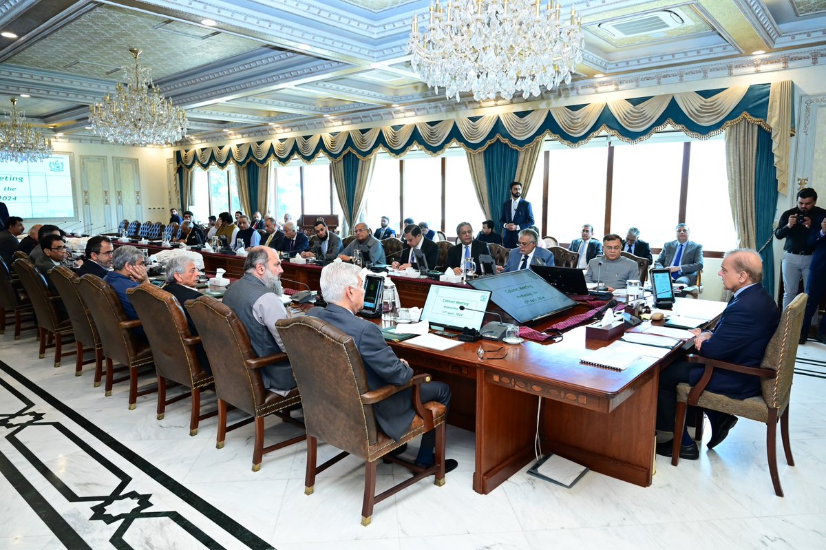 Prime Minister Muhammad Shehbaz Sharif chairs a meeting of the Federal Cabinet, today in Islamabad.