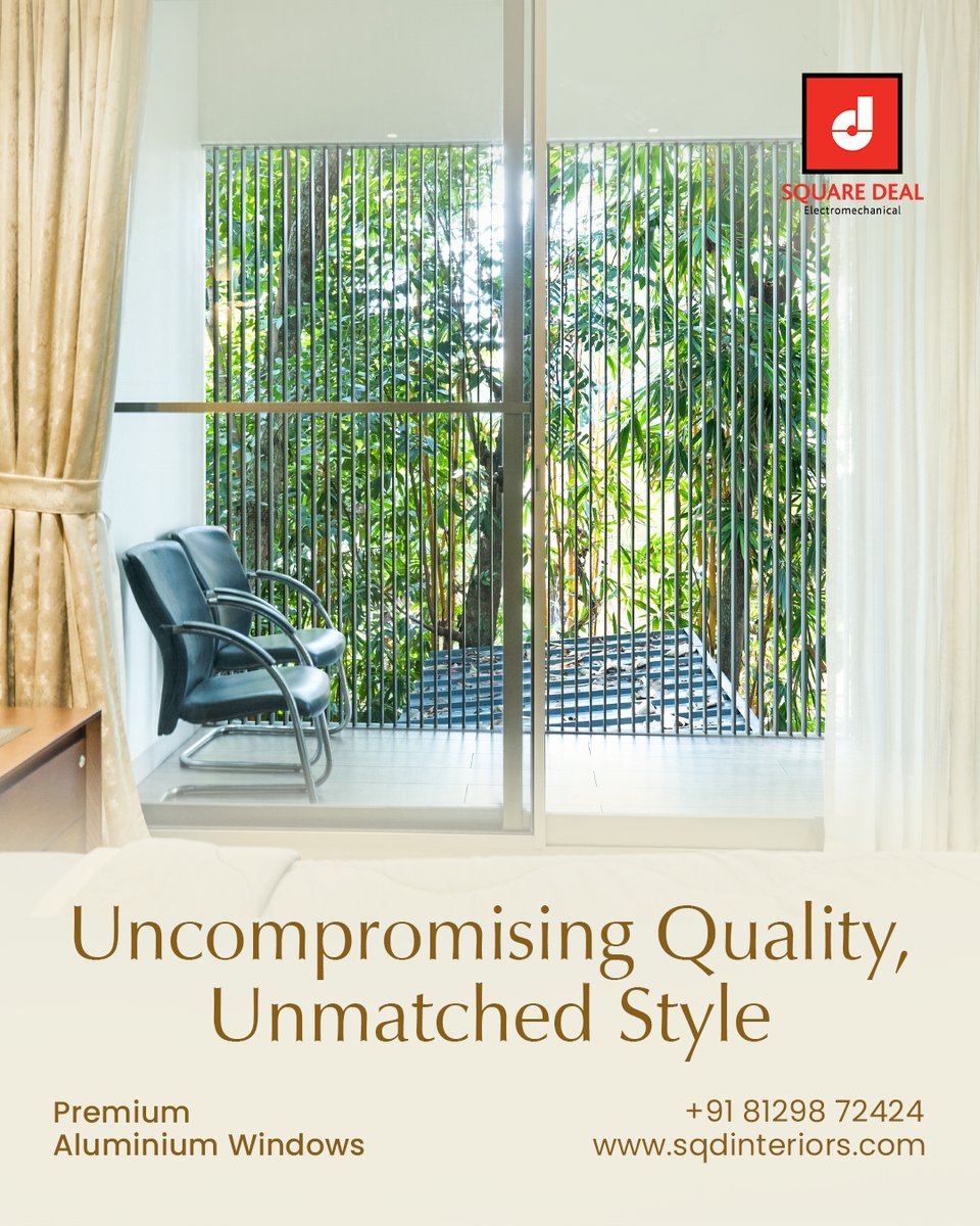 Enhance your living space with the perfect blend of quality and style through Square Deal's premium Aluminium Windows.  

#JapaneseAluminumWindows #AluminumWindows #SquareDeal #HomeDesign #QualityAndStyle #ModernLiving #InteriorDesign