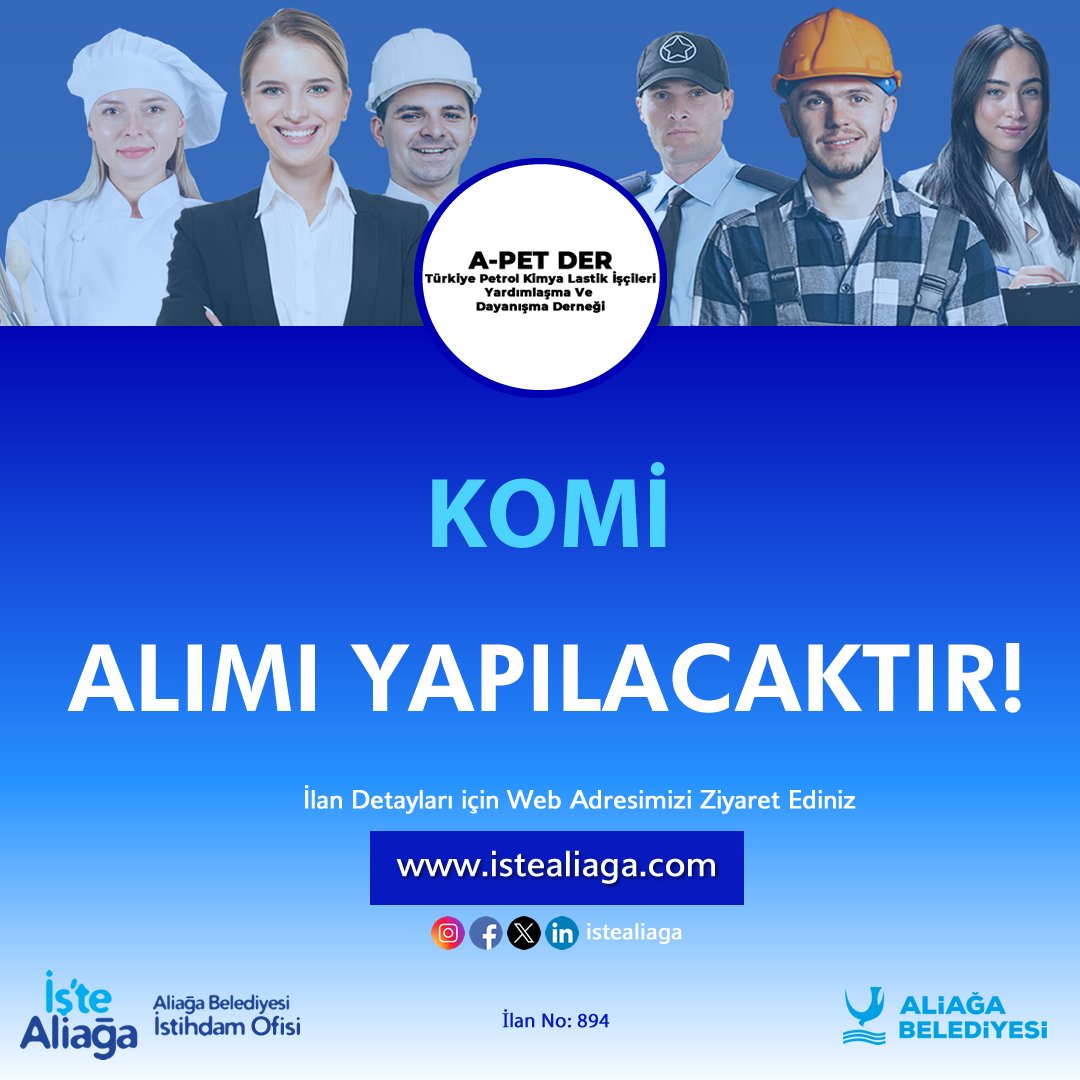 Firma bünyesinde çalıştırılmak üzere 'Komi' alımı yapılacaktır.
⁣
İlana Başvuru için Hemen Üye Olun⁣
🔹 istealiaga.com

#izmir #aliağa #aliağabelediyesi #insankaynakları #istihdam #işilanları #aliağaişilanları #izmirişilanları