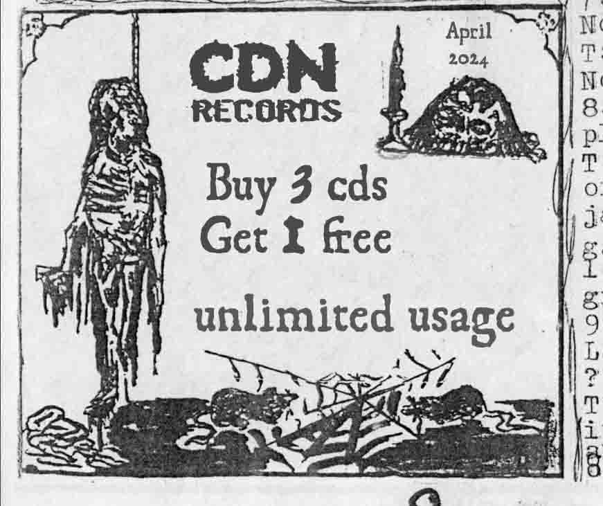 • Buy 6 CDs, get 2 more for free • Buy 6 tapes, get 2 more for free • Buy 9 CDs, get 3 more for free • Buy 9 tapes, get 3 more for free Start shopping at cdnrecords.com #deathmetal #thrashmetal #grindcore #goregrind #brutaldeathmetal #slamdeathmetal #heavymetal