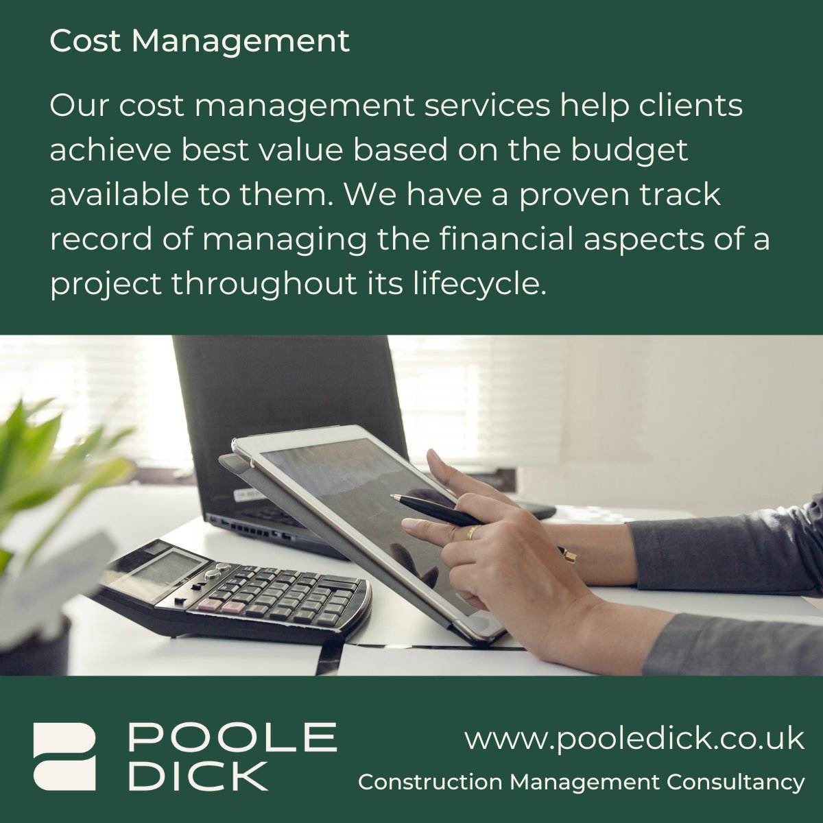 Our #costmanagement services help clients achieve best value based on the budget available to them. We have a proven track record of managing the financial aspects of a project throughout its lifecycle.

pooledick.co.uk/services/cost-…

#earlyestimating #constructionprojects