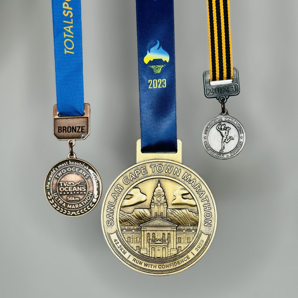 The three medals that matter the most in my collection:
#TwoOceansMarathon - Worlds most  beautiful marathon
#CapeTownMarathon - World Marathon Major Candidate 
#ComradesMarathon - Ultimate Human Race
