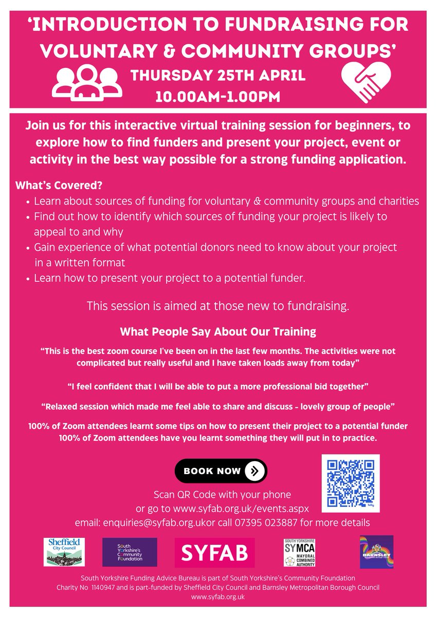 Some of our tasty training treats coming up from @syfab which is part of @SYCF1986 for voluntary & community groups or small charities More details here: syfab.org.uk/events.aspx