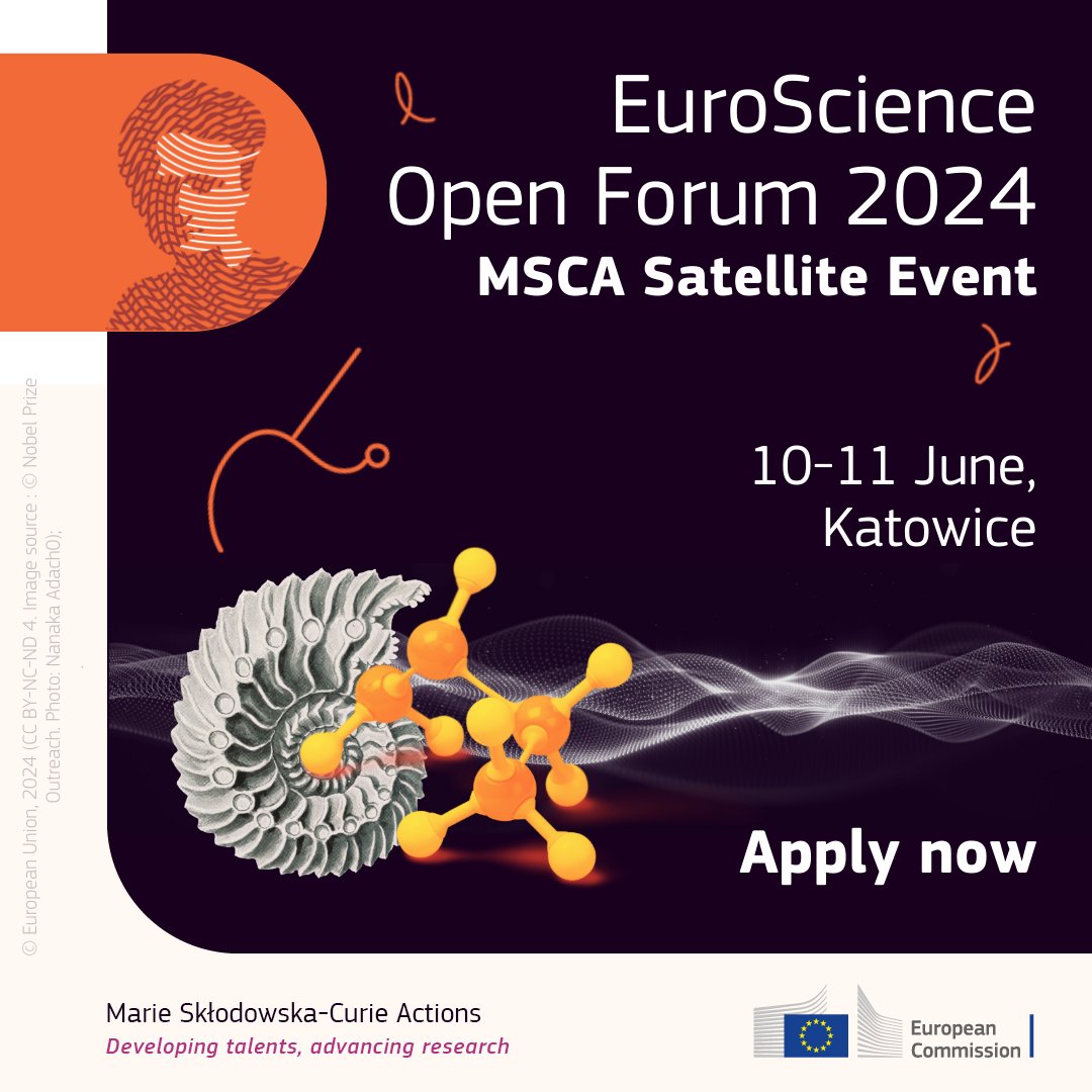 Part of our beloved #MSCA community? 🧑‍🔬 Join us at the traditional MSCA satellite event preluding @ESOF_eu 2024! Dive into workshops, panels, and networking in Katowice, Poland 🇵🇱, 10-11 June. Apply by 2 May! Travel & accommodation covered. Details: europa.eu/!9QdDQv