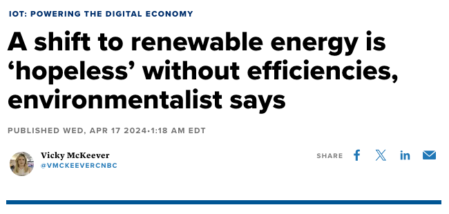 A shift to renewable energy is ‘hopeless’ without efficiencies, says @bertrandpiccard via @CNBC cnbc.com/2024/04/17/a-s…