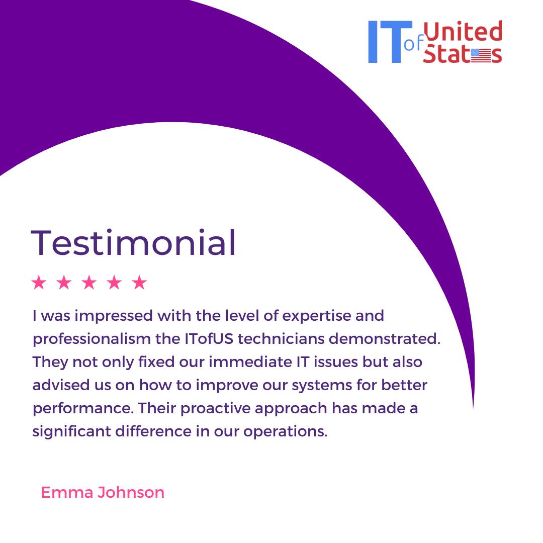 Gratitude to Emma Johnson for acknowledging the dedication of our technicians! 🛠️ At ITofUS, we're committed to not just solving problems but enhancing your IT infrastructure for the future. itofus.com #TechExcellence #ProactiveIT… dlvr.it/T5cypf