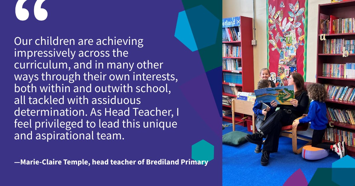 Brediland Primary School got a positive inspection from @EducationScot. Head teacher Marie-Claire Temple said one of the key highlights from the report was the sense of pride and belonging the school feel, and the focus on building strong, trusting and nurturing relationships.