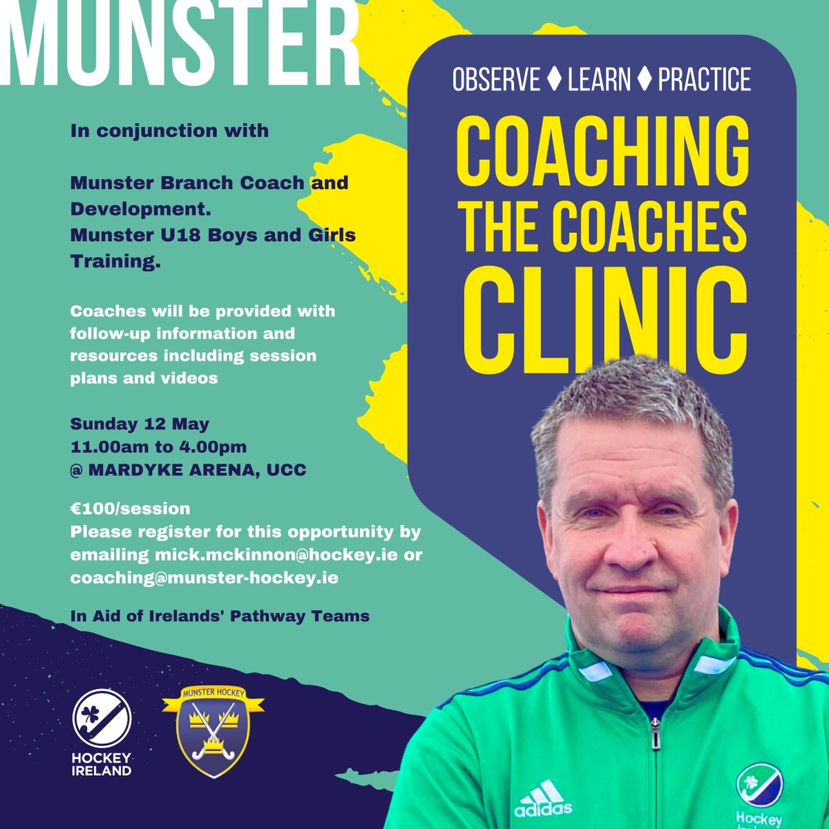 𝐂𝐨𝐚𝐜𝐡𝐢𝐧𝐠 𝐭𝐡𝐞 𝐂𝐨𝐚𝐜𝐡𝐞𝐬 𝐂𝐥𝐢𝐧𝐢𝐜!

Learn from the one and only Mick McKinnon. Refine your coaching techniques and inspire impactful change. 

All funds generated will go to the Ireland Pathway Programme and Teams.
👉To register, email: mick.mckinnon@hockey.ie
