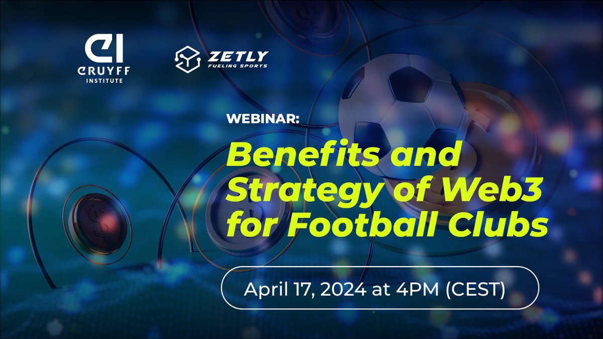 Únete hoy a las 16h (CET) a nuestro webinar (en inglés) 'Benefits and Strategies of #Web3 for #FootballClubs' en colaboración con nuestro partner @Zetlydotio, liderado por Krystian Dryaniak, WEB3 Marketing Specialist. ✍️ Regístrate ahora: n9.cl/16y761