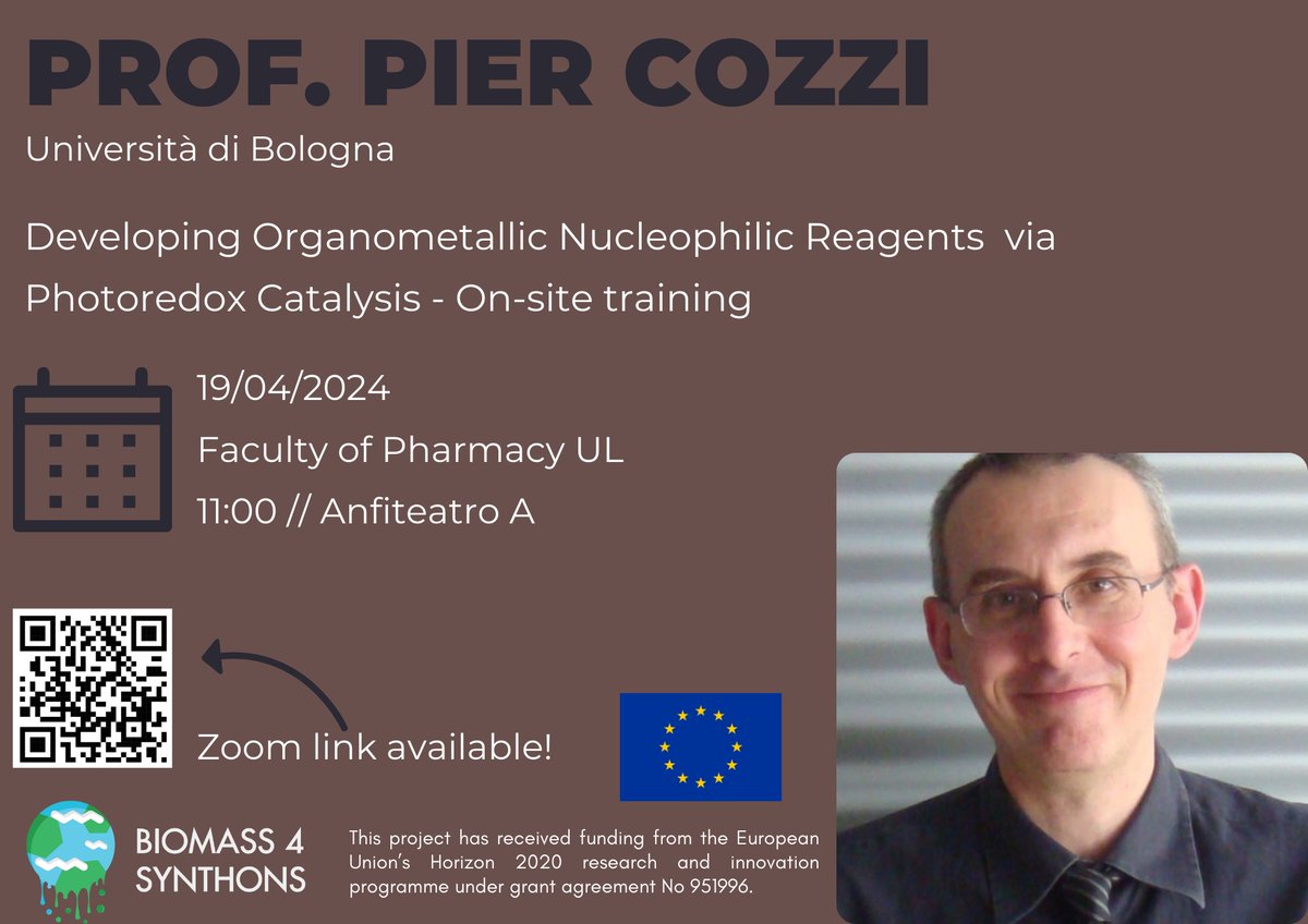 We would like to invite you to attend the seminar entitled “Developing Organometallic Nucleophilic Reagents via Photoredox Catalysis – On-site training” by Prof. Pier Cozzi, Università di Bologna.
Friday, April 19th at 11:00
iMed.ULisboa, Faculty of Pharmacy, University of Lisbon