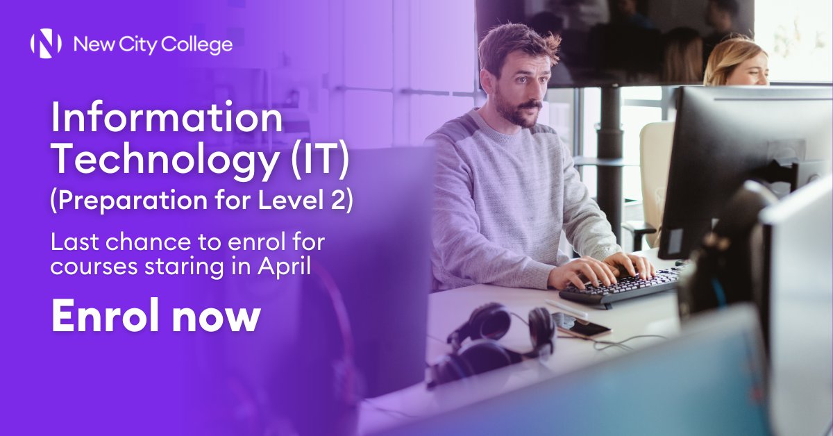 📢 Last chance to start a course this April 2024! Join our Adult recruitment event on 17 April, 2024, 2-5 pm to enrol. Discover our IT (Preparation for Level 2) course! Learn Microsoft Office software and office-based disciplines for the workplace:eu1.hubs.ly/H08ztmm0