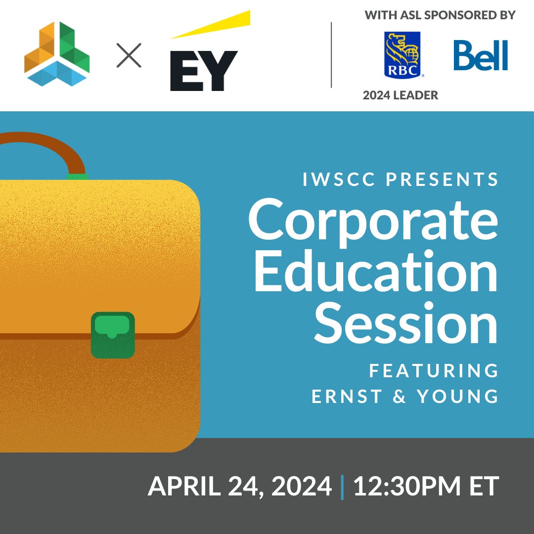 Our next Corporate Education Session is just around the corner! Learn to work (and succeed) with  @EYCanada  on Wednesday, April 24 at 12:30pm ET. 

IWSCC #CertifiedSuppliers register for free: zurl.co/c04A