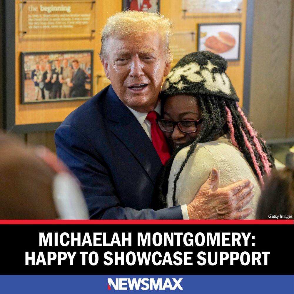 NEWSMAX's tweet photo. Trump supporter and "super-hugger" Michaelah Montgomery told Newsmax on Tuesday that she and other Black advocates are "happy to showcase their support" for former President Donald Trump. More: https://t.co/lWnqCTjr5K https://t.co/TdHQnny77j