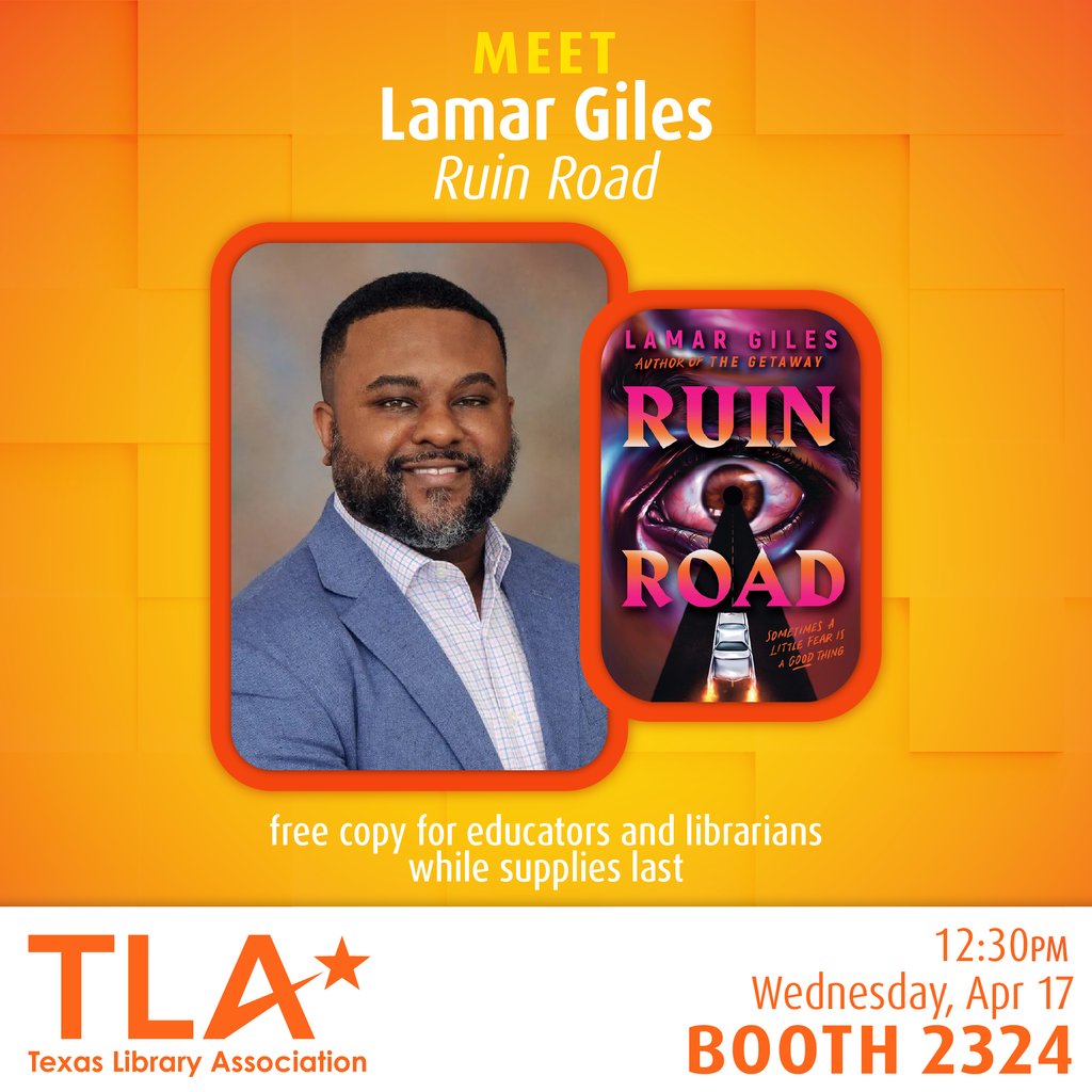 Happy Wednesday! Check out today's author signings at booth #2324! Meet @LRGiles author of Ruin Road from <a href="/Scholastic/">Scholastic</a> today at 12:30 pm!⁠

Librarians and Educators: Stop by for a FREE copy! (limit one per person while supplies last)⁠

#TLA2024