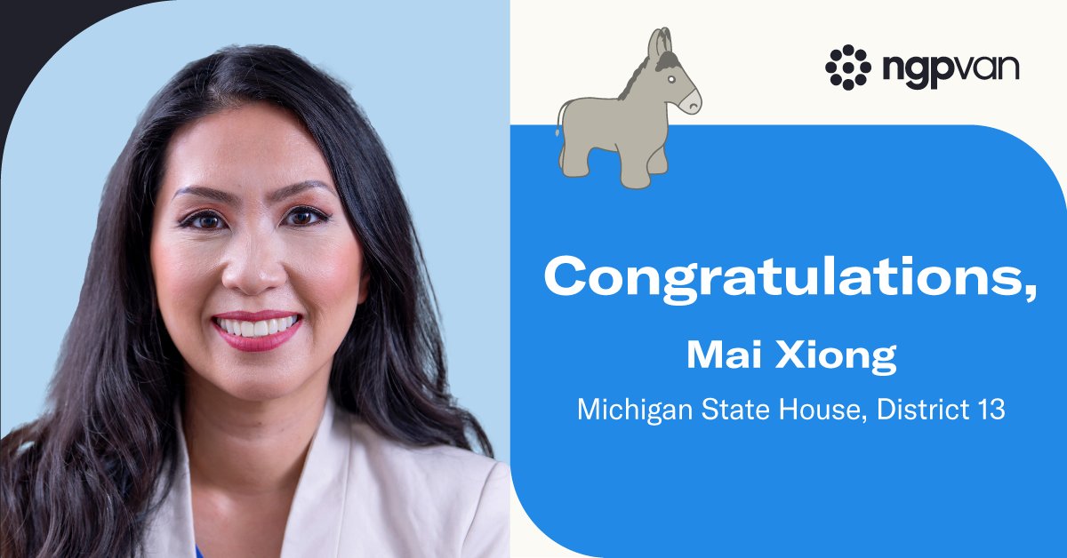 Congratulations on your win last night, <a href="/MaiXiongMI/">Mai Xiong</a>! We look forward to your leadership in the Michigan State House.