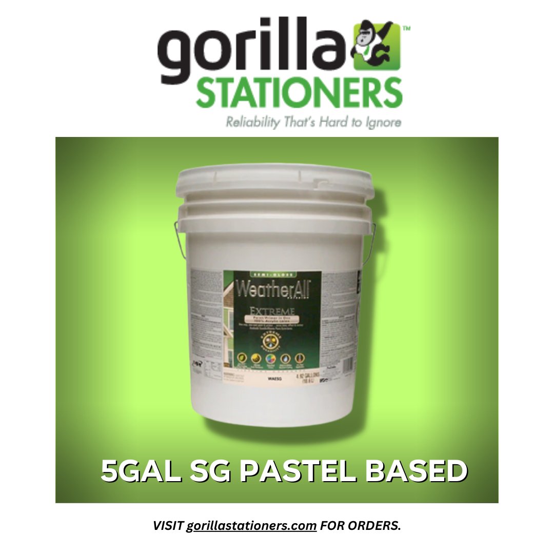 A true value for the its quality. This 5GAL Semi Gloss Pastel Based Paint is a choice for all painting jobs. Check this out: gorillastationers.com/collections/ha… #GorillaStationers #OfficeSupplies #HardwareSupplies #Office #OfficeProducts #HardwareProducts