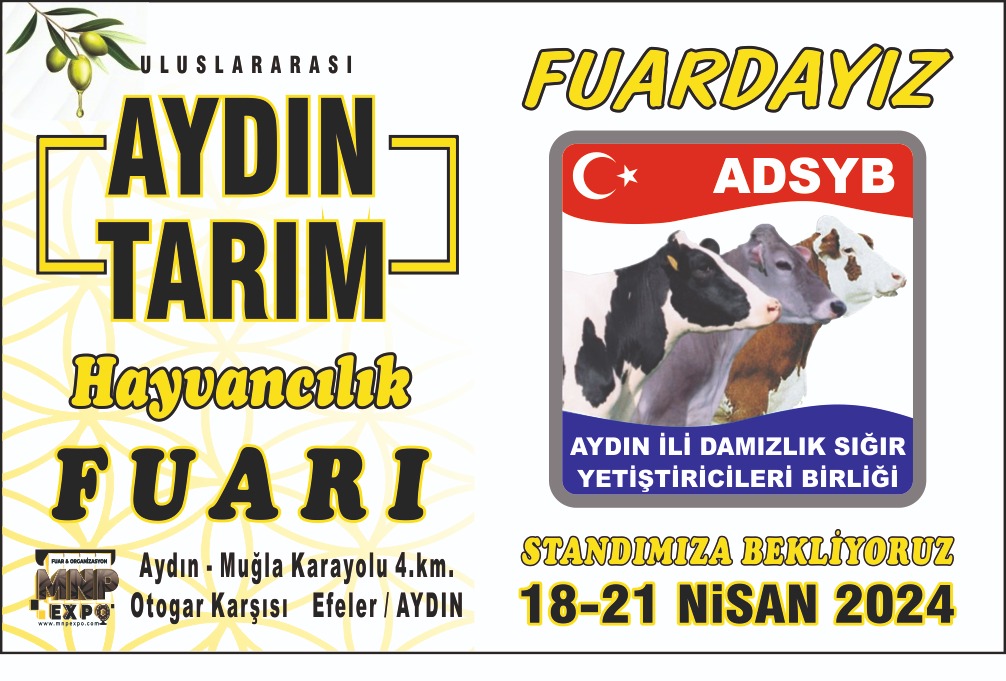 18 - 21 Nisan 2024 tarihlerindeki 
11. Uluslararası Aydın Tarım, Gıda ve Hayvancılık Fuarı'ndaki standımıza,  başta kıymetli yetiştiricilerimiz olmak üzere tüm sektör paydaşlarımızı bekliyoruz.  #Aydın #tarım #hayvancılık #ADSYB #birlik #fuar