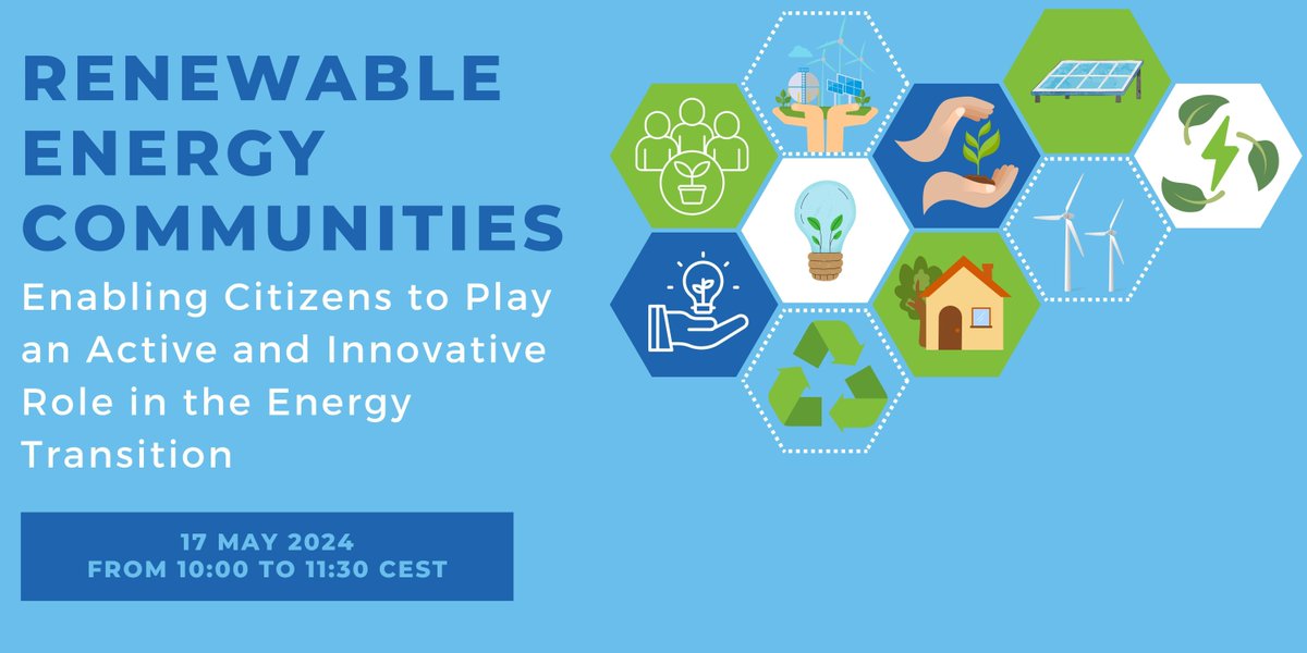 📣Join us at the event ‘Renewable Energy Communities: Empowering Citizens in the Renewable Energy Transition' 📅17 MAY 📍Online Whether you're a community leader, a concerned citizen, or a #renewableenergy enthusiast – your voice matters! ✍️ bit.ly/43UWLzE #ConnectHeat