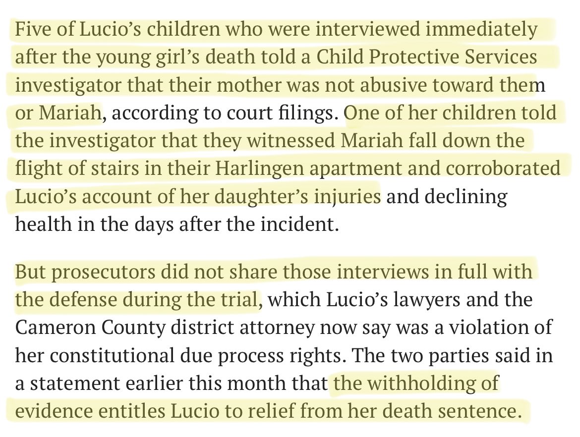 Melissa Lucio was wrongfully convicted of murder in Texas and put on death row after her 2-year-old suffered a tragic accident and the prosecutors withheld evidence proving her innocence. Her execution needs to be stopped and she needs to be freed. It's been 15+ years.