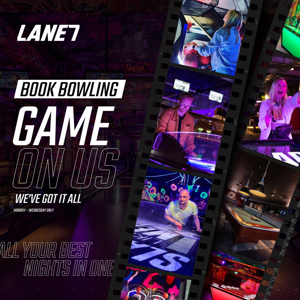 @lane7_ truly have it all! 🎳 And now, when you book bowling, they will give you one hour of FREE gaming! This could be pool, darts, shuffleboard or ping pong - get booking and gaming today! 🙌 *T&Cs on the Lane 7 website. #Lane7 #GameOnUs #ThingsToDoInSheff