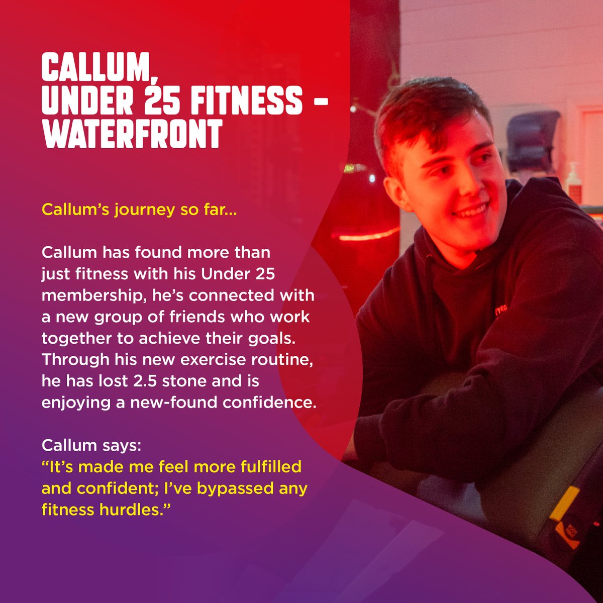 Callum has found more than just fitness with his Under 25 membership, he’s connected with a new group of friends who work together to achieve their goals. Through this, he has lost 2.5 stone and is enjoying a new-found confidence. Find out more 👇 ilgetactive.com