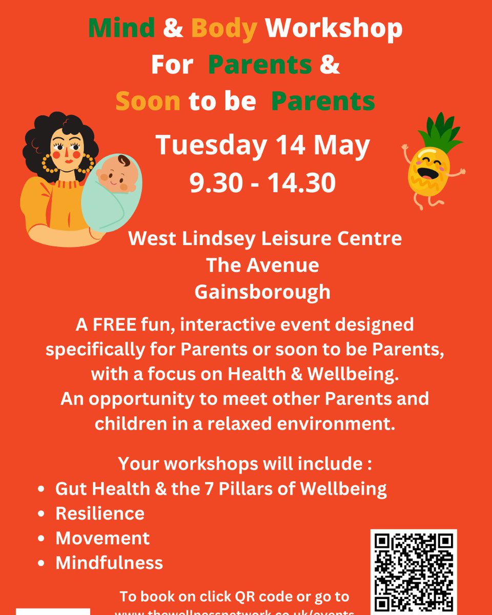 Join the Wellness Network for a Mind and Body Workshop for parents and soon to be parents at West Lindsey Leisure Centre on 14 May 2024 from 9.30-14.30. West Lindsey District Council is delighted to support this organisation’s work through its Community Grant Scheme.