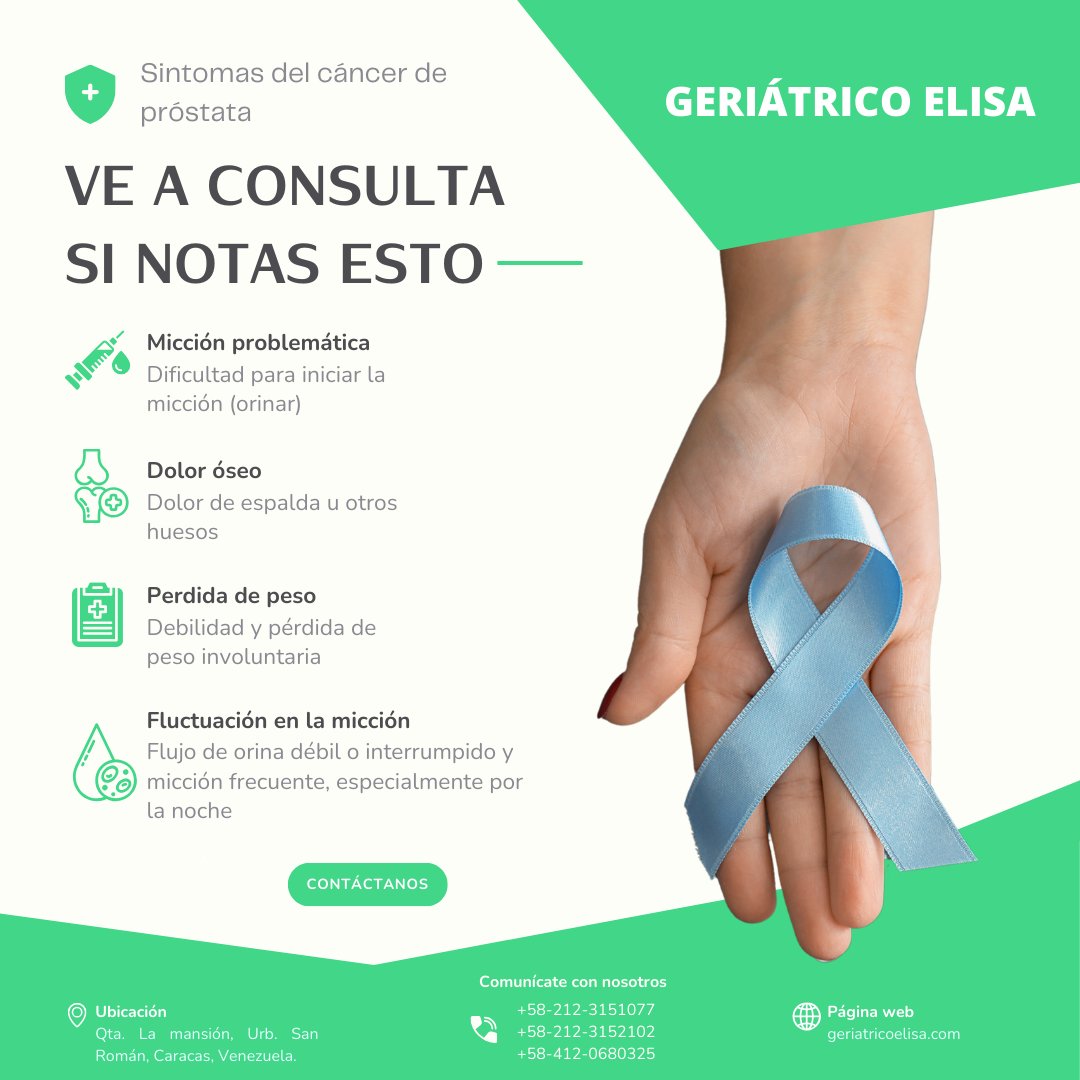 ¿Conocías los síntomas del cáncer de prostata? 🏥 Dectección temprana es una vida salvada. 

#cancerdeprostata #sintomas #detecciontemprana #geriatricocaracas 
#geriatricoelisa #geriatricovenezuela #geriatricoencaracas