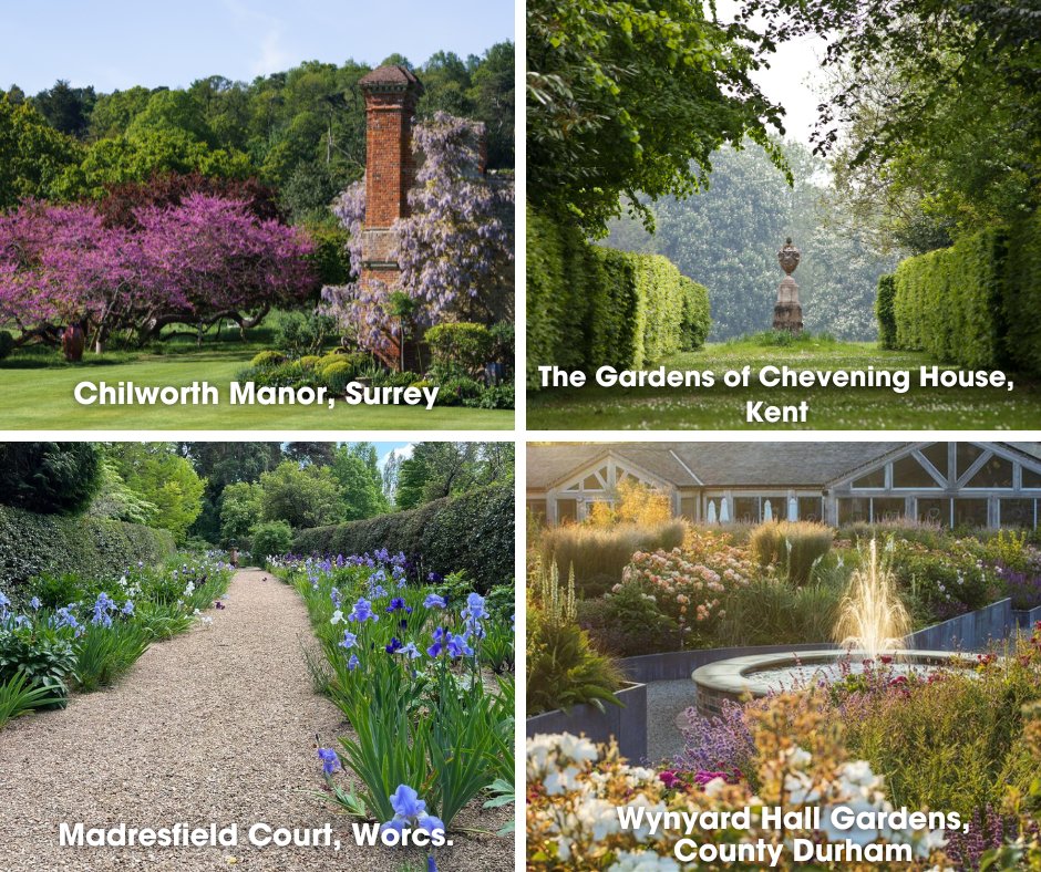 Just some of the stunning #SpecialEvent garden tours in support of Perennial:

🌿Chilworth Manor,  Surrey, 21 May
🪷 The Gardens of Chevening House, Kent, 17 Jun
🪻 Madresfield Court, Worcs.,  27 Jun or 24 Oct
🌺Wynyard Hall, County Durham, 9 Jul

Tickets: perennial.org.uk/home/getinvolv…