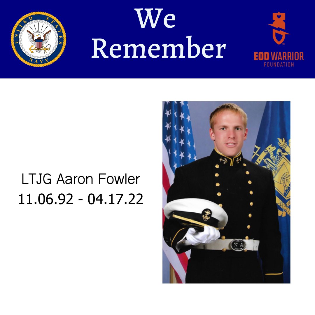 The EOD Warrior Foundation honors the legacy of LTJG Aaron Fowler. We remember. Visit LTJG Fowler's virtual memorial: memorial.eodwarriorfoundation.org/project/ltjg-a… #EOD #WeRemember #Navy #NavyEOD