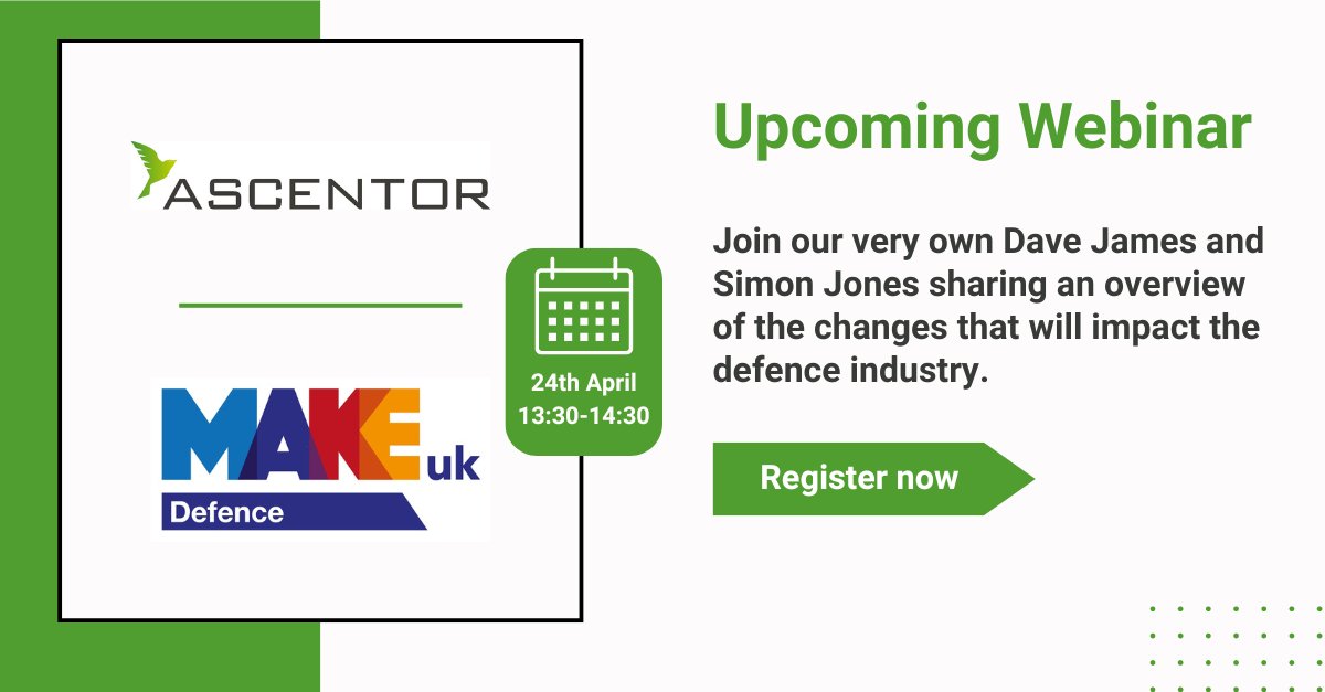 On 24th April @Dave James & @Simon Jones will be joining @MakeUkDefence to present changes impacting the defence industry. Register today! Webinar: i.mtr.cool/cvjtresthw
#DefenseIndustry #Regulations