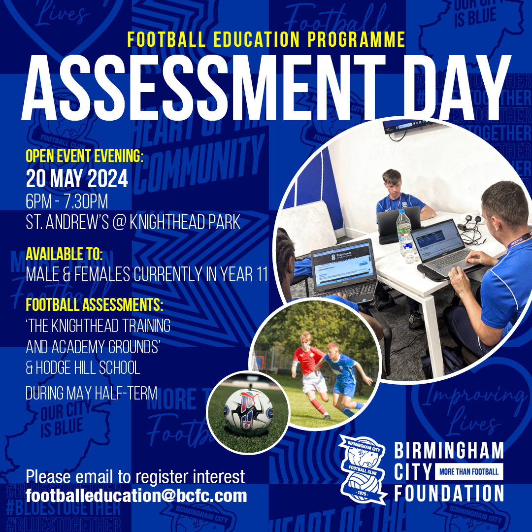 The date for our next trial event has now been set! 😁 If you are a currently Year 11 student interested in our 16 - 19 Football Education Programme, please contact footballeducation@bcfc.com! 📧 #FootballEducation #Year11