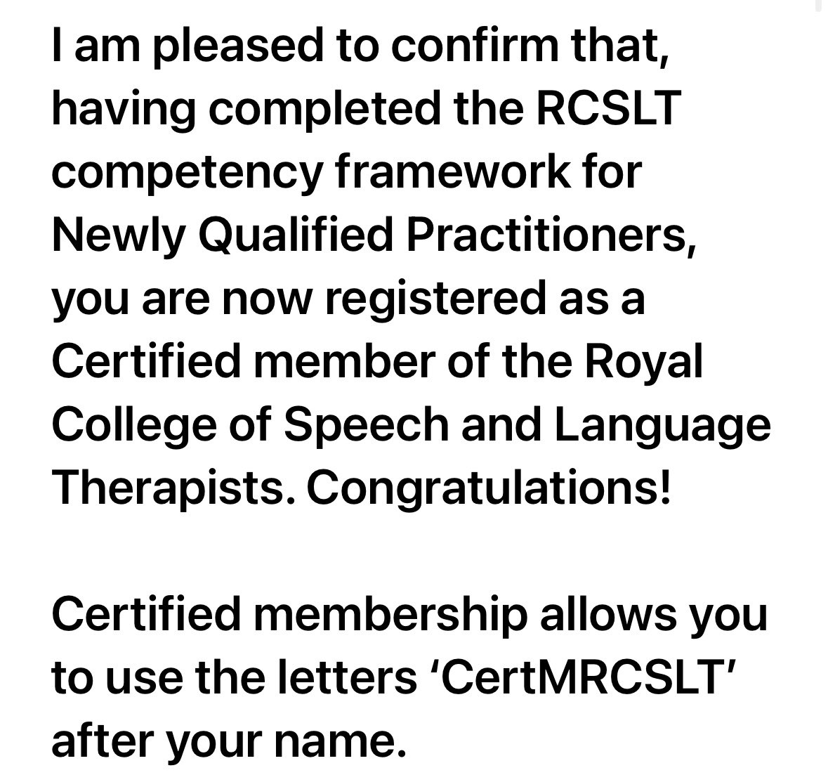 It’s official, I am no longer an NQP!! 😁😁 hard work and fabulous support pays off 7 months in and certified 👏🏻👏🏻 #RCSLT #MySLTday